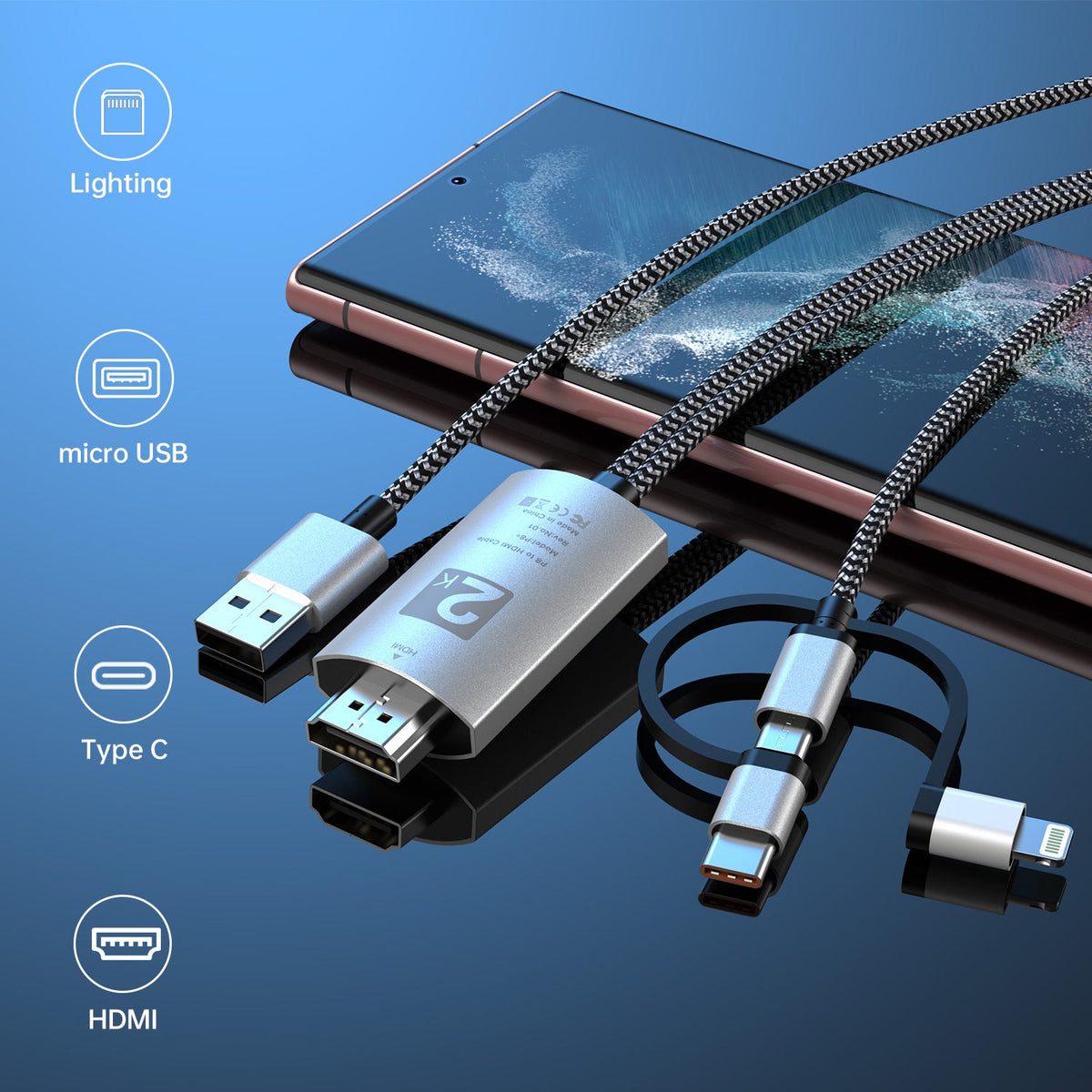 Lightning - HDMI ケーブル 3 in 1 HDMI ケーブル アダプター – EVICIV